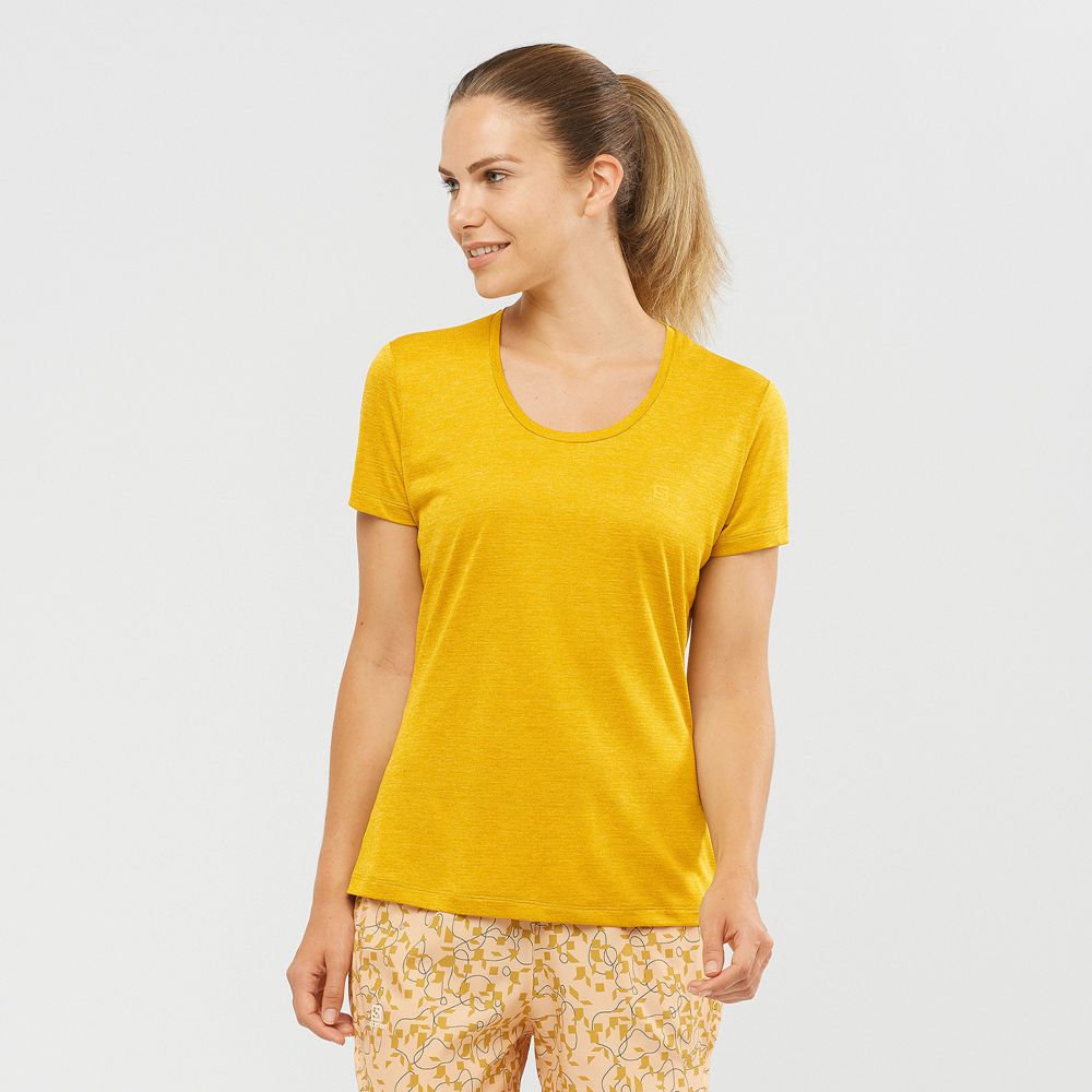 Camisetas Salomon Mujer Amarillo - Salomon Argentina AGILE,708329-ZAS